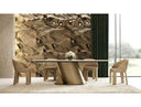 Kiefer - Modern Faux Travertine Ceramic + Bronze Dining Table