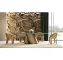 Kiefer - Modern Faux Travertine Ceramic + Bronze Console Table