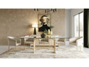 Florence - Modern Glass + Natural Oak + Gold Dining Table