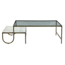 Venice 52" Nesting Coffee Table with Glass and Marble Top, view 2