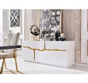 Aspen Modern Wide White and Gold Nightstand
