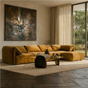 Gene - Modern Ochre Fabric 5-Piece Modular Sectional Sofa