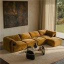 Gene - Modern Ochre Fabric 5-Piece Modular Sectional Sofa