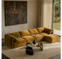 Gene - Modern Ochre Fabric 5-Piece Modular Sectional Sofa