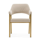 George - Modern Beige Fabric + Antique Brass Dining Chair