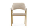George - Modern Beige Fabric + Antique Brass Dining Chair