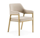 Robles - Modern Beige Fabric + Antique Brass Dining Bench