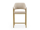 George - Modern Beige Fabric + Antique Brass Counter Chair