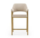 Robles - Modern Beige Fabric + Antique Brass Dining Bench