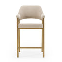 George - Modern Beige Fabric + Antique Brass Counter Chair