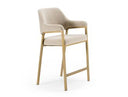 George - Modern Beige Fabric + Antique Brass Counter Chair