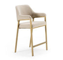 George - Modern Beige Fabric + Antique Brass Dining Chair