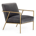 Gibbons - Modern Grey Velvet + Forged Gold Accent Chair