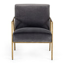 Gibbons - Modern Grey Velvet + Forged Gold Accent Chair