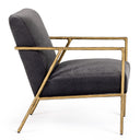 Gibbons - Modern Grey Velvet + Forged Gold Accent Chair
