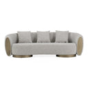 Glimpse - Modern White & Brown Fabric + Antique Brass Sofa
