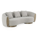 Glimpse - Modern White & Brown Fabric + Antique Brass Sofa