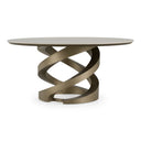 Goswell - Modern Ceramic + Bronze Brass Round Dining Table