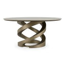 Goswell - Modern Ceramic + Bronze Brass Round Dining Table