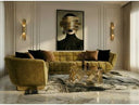 Granby - Glam Mustard + Gold Fabric Sectional Sofa