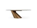 Gresham - Contemporary White Ceramic + Brushed Brass Dining Table