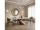 Gresham - Contemporary White Ceramic + Brushed Brass Dining Table