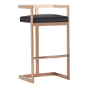 Halifax Modern Black Velvet & Rosegold Bar Stool