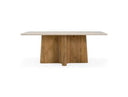 Harley - Modern Cream Marble + Mango Wood Rectangular Dining Table