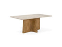 Harley - Modern Cream Marble + Mango Wood Rectangular Dining Table