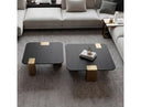 Harold - Modern Black + Brushed Gold Oak Square Nesting Coffee Table Set
