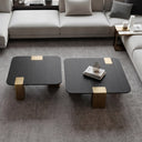 Harold - Modern Black + Brushed Gold Oak Square Nesting Coffee Table Set