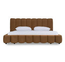 Harris + Roma - Modern Brown Fabric + Walnut 4-Piece Bedroom Set