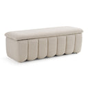 Harris - Modern Off-White Fabric Bench w/ Storage