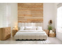 Harris + Jacobson - Modern Off-White Fabric + Natural Oak 4-Piece Bedroom Set