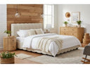 Harris + Jacobson - Modern Off-White Fabric + Natural Oak 4-Piece Bedroom Set