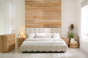 Harris + Jacobson - Modern Off-White Fabric + Natural Oak 4-Piece Bedroom Set