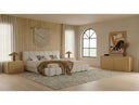 Harris + Dustin - Modern Off-White Fabric + Natural Oak 4-Piece Bedroom Set
