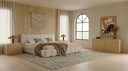 Harris + Dustin - Modern Off-White Fabric + Natural Oak 4-Piece Bedroom Set