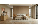 Harris + Dustin - Modern Off-White Fabric + Natural Oak 4-Piece Bedroom Set