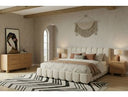 Harris + Winters - Modern Off-White Fabric + Natural Oak 4-Piece Bedroom Set