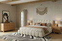 Harris + Winters - Modern Off-White Fabric + Natural Oak 4-Piece Bedroom Set