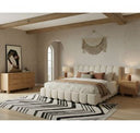 Harris + Roma - Modern Off-White Fabric + Oak 4-Piece Bedroom Set