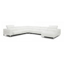 Hawkey - Contemporary White Full Leather U Shaped Sectional Sofa