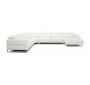 Hawkey - Contemporary Light Grey Leather LAF Chaise Sectional Sofa