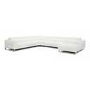 Hawkey - Contemporary White Full Leather U Shaped Sectional Sofa