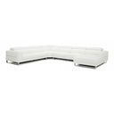 Hawkey - Contemporary White Full Leather U Shaped Sectional Sofa