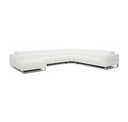 Hawkey - Contemporary Light Grey Leather RAF Chaise Sectional Sofa