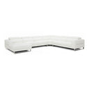 Hawkey - Contemporary White Full Leather U Shaped Left Facing Sectional Sofa