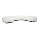 Hawkey - Contemporary White Full Leather U Shaped Left Facing Sectional Sofa