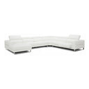 Hawkey - Contemporary White Full Leather U Shaped Left Facing Sectional Sofa